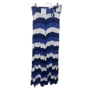 Letarte Handmade Blue White Striped Wide Leg Palazzo Cover Up Pants Sz Medium